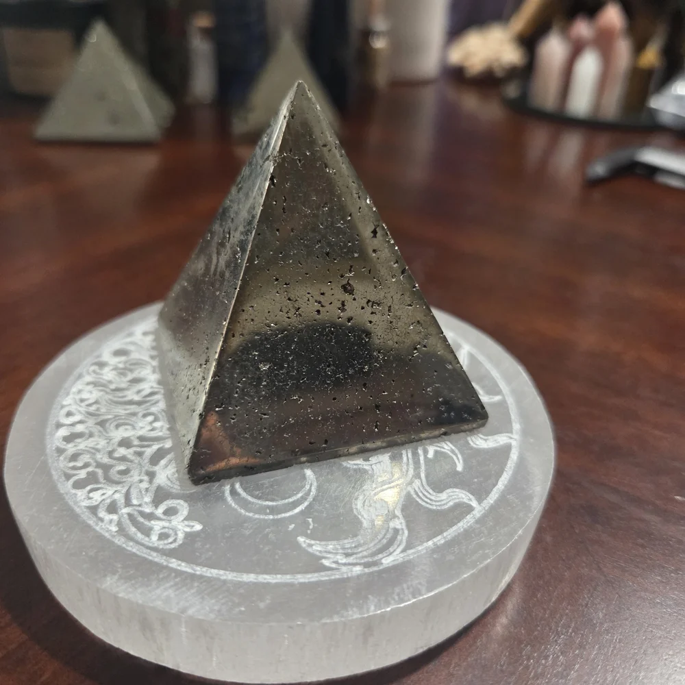 Iron Pyrite Druzy Pyramid #1 - Picture 6 of 12